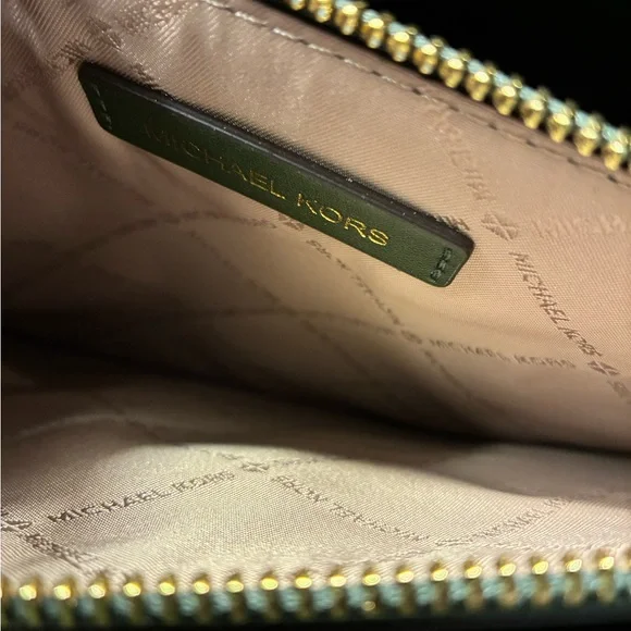 Michael Kors Signature Olive Green and Brown Satchel Messenger Crossbody Bag - Picture 7 of 8